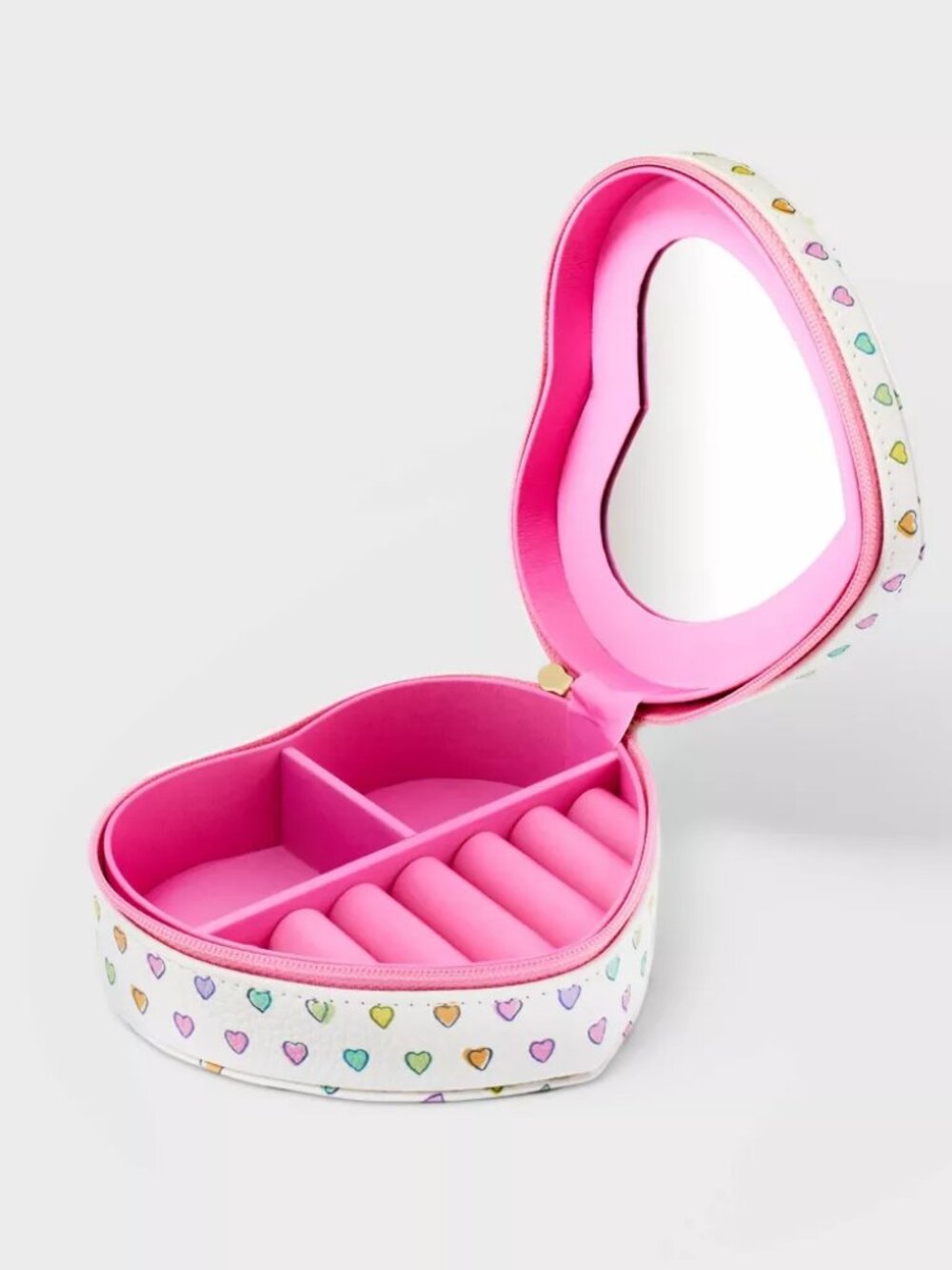 Roller Rabbit x Target Disco Hearts Heart Shaped Jewelry Box in White/Pink
